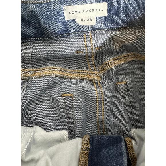 Good American Good Curve Jeans Womens 6/28 Blue Denim Straight Leg Raw Hem - Picture 5 of 7
